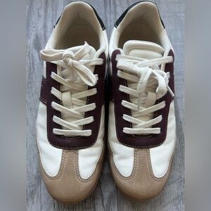 J. Crew Women's Field Sneakers in Cream and Burgundy